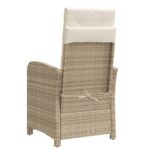 Chaise inclinable de jardin et repose-pied beige résine tressée – Image 4