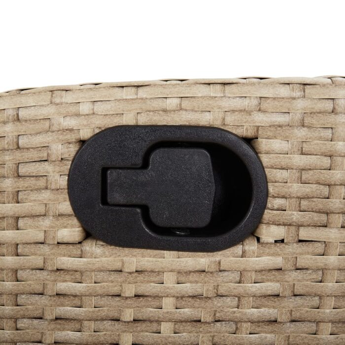 Chaise inclinable de jardin et repose-pied beige résine tressée – Image 6