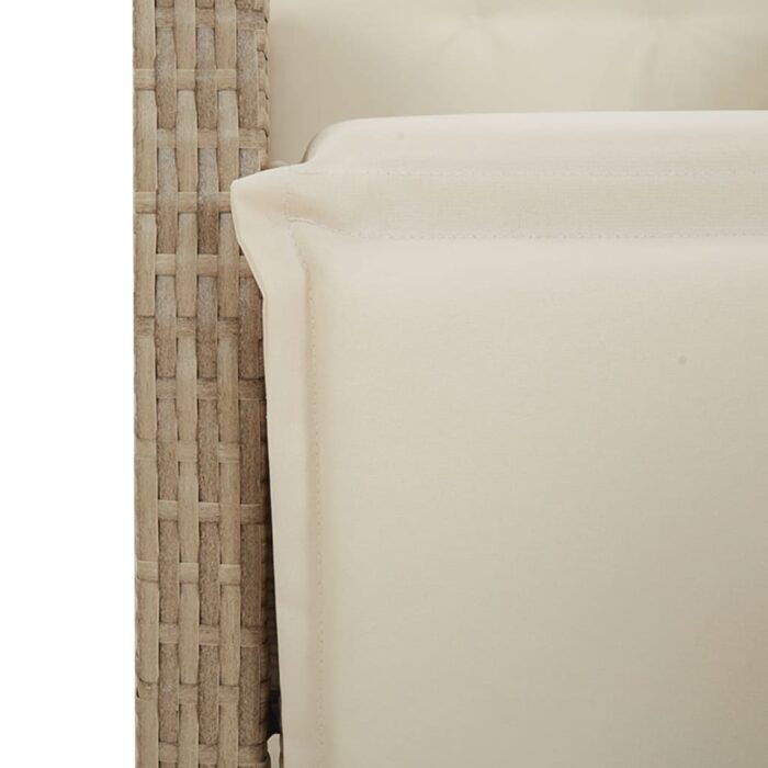 Chaise inclinable de jardin et repose-pied beige résine tressée – Image 7