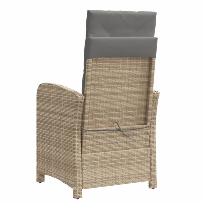 Chaise inclinable de jardin et repose-pied mélange beige rotin – Image 4