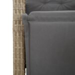 Chaise inclinable de jardin et repose-pied mélange beige rotin – Image 7