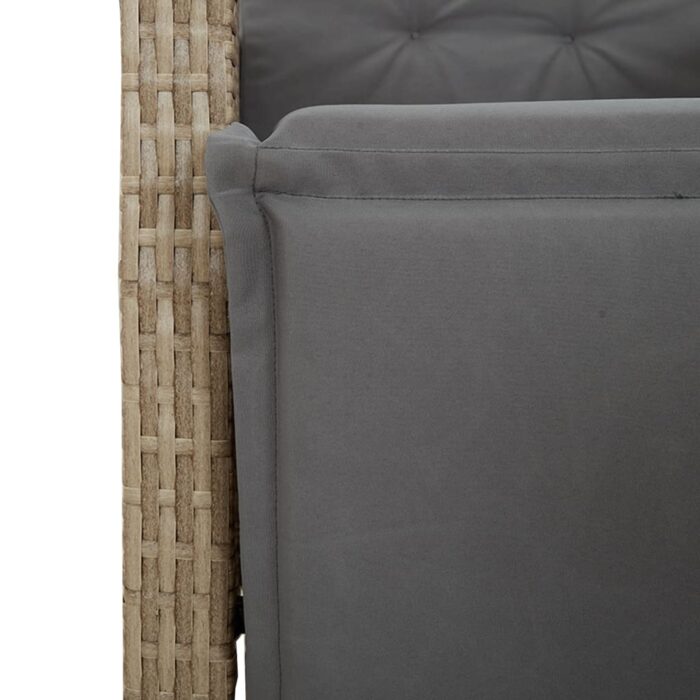 Chaise inclinable de jardin et repose-pied mélange beige rotin – Image 7