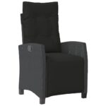Chaises inclinables de jardin lot de 2 repose-pied noir rotin – Image 2