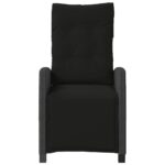 Chaises inclinables de jardin lot de 2 repose-pied noir rotin – Image 3