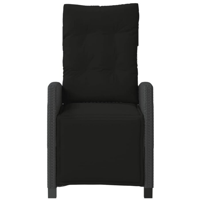 Chaises inclinables de jardin lot de 2 repose-pied noir rotin – Image 3