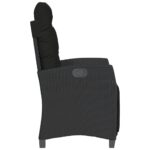 Chaises inclinables de jardin lot de 2 repose-pied noir rotin – Image 4