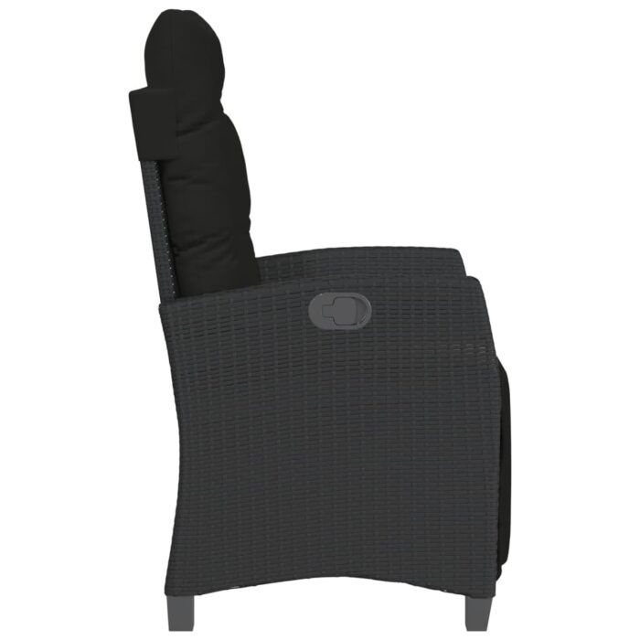 Chaises inclinables de jardin lot de 2 repose-pied noir rotin – Image 4