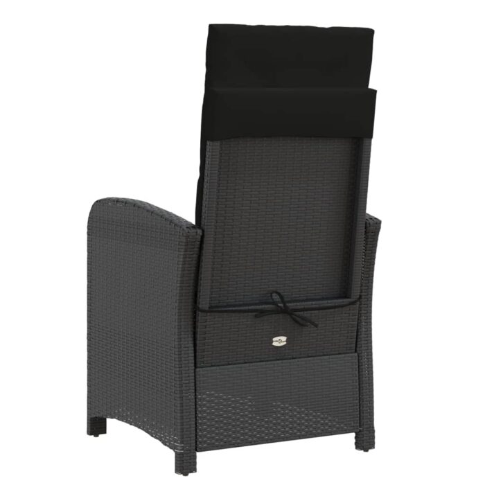 Chaises inclinables de jardin lot de 2 repose-pied noir rotin – Image 5