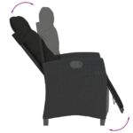 Chaises inclinables de jardin lot de 2 repose-pied noir rotin – Image 6