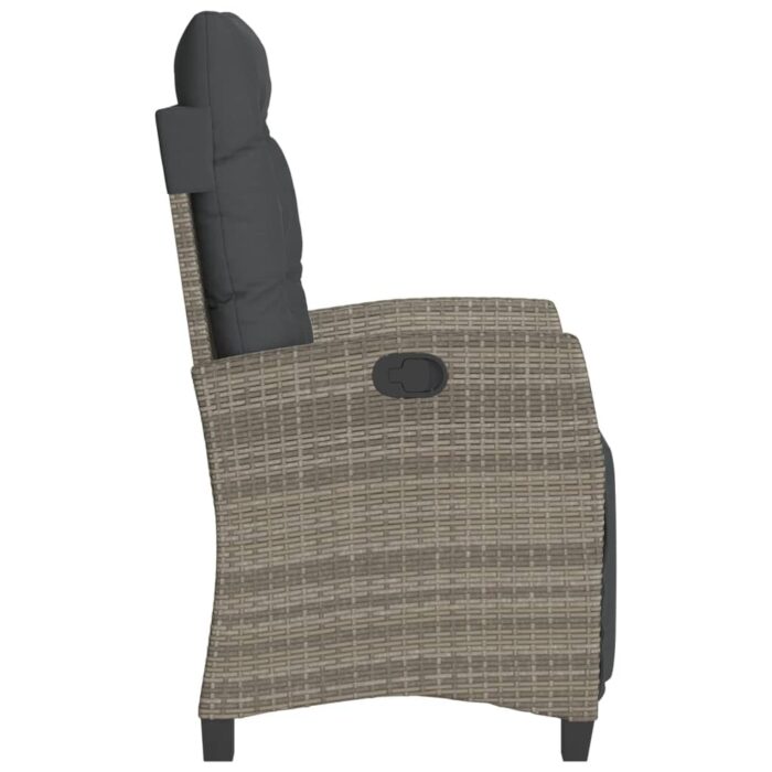 Chaises inclinables de jardin lot de 2 et repose-pied rotin – Image 4