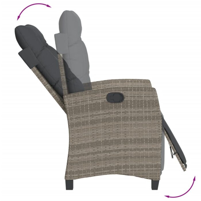 Chaises inclinables de jardin lot de 2 et repose-pied rotin – Image 6