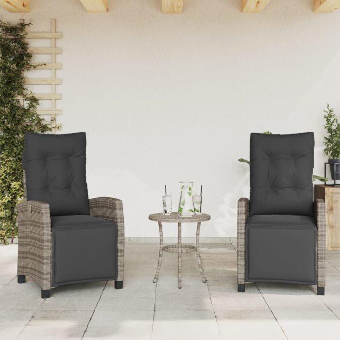 Chaises inclinables de jardin lot de 2 et repose-pied rotin – Image 1