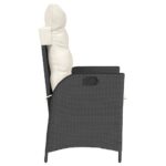 Chaise inclinable de jardin avec coussins noir résine tressée – Image 3