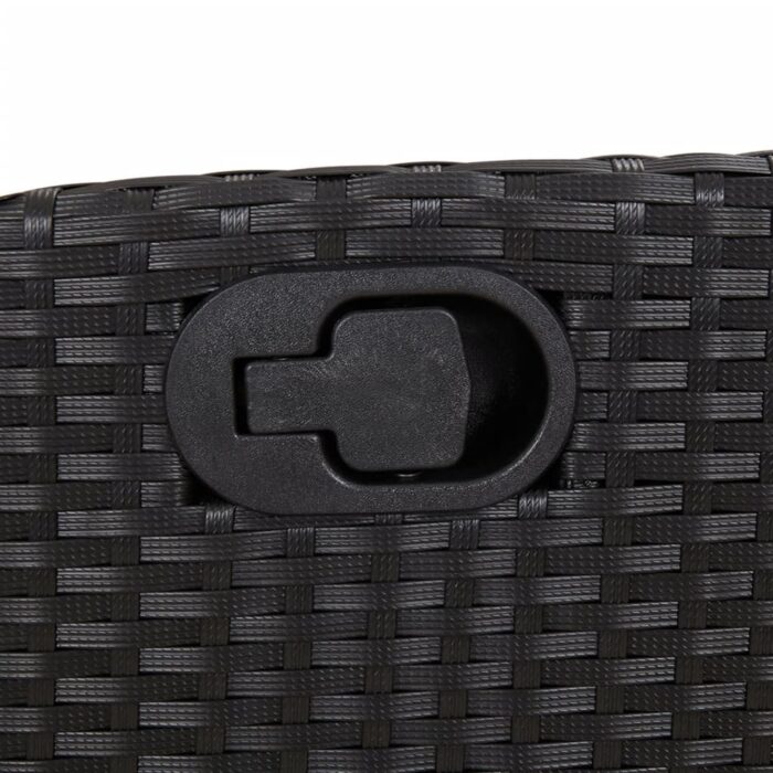 Chaise inclinable de jardin avec coussins noir résine tressée – Image 6