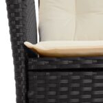 Chaise inclinable de jardin avec coussins noir résine tressée – Image 7