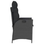Chaise inclinable de jardin avec coussins noir résine tressée – Image 3