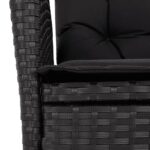 Chaise inclinable de jardin avec coussins noir résine tressée – Image 7
