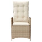 Chaise inclinable de jardin avec coussins beige résine tressée – Image 2