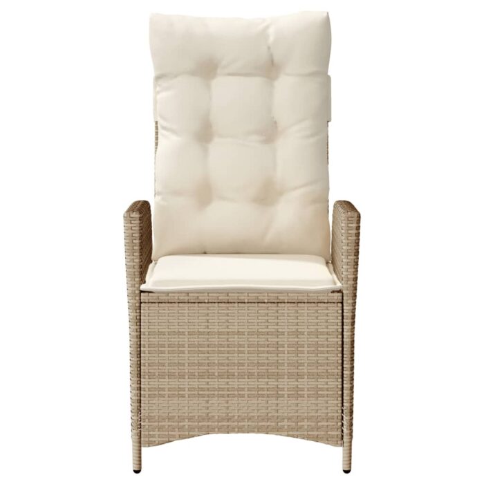 Chaise inclinable de jardin avec coussins beige résine tressée – Image 2