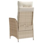 Chaise inclinable de jardin avec coussins beige résine tressée – Image 4