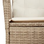 Chaise inclinable de jardin avec coussins beige résine tressée – Image 7