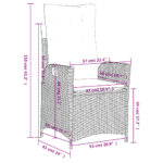 Chaise inclinable de jardin avec coussins beige résine tressée – Image 8