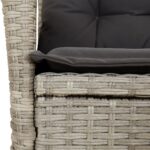 Chaise inclinable de jardin coussins gris clair résine tressée – Image 7