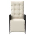 Chaise inclinable de jardin et repose-pied noir résine tressée – Image 2