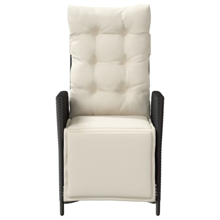 Chaise inclinable de jardin et repose-pied noir résine tressée – Image 2