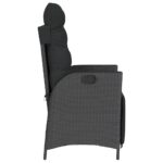 Chaise inclinable de jardin et repose-pied noir résine tressée – Image 3