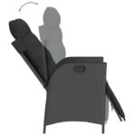 Chaise inclinable de jardin et repose-pied noir résine tressée – Image 5