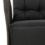 Chaise inclinable de jardin et repose-pied noir résine tressée – Image 7