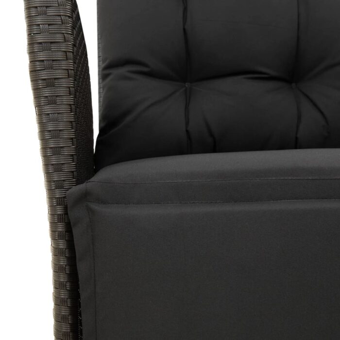 Chaise inclinable de jardin et repose-pied noir résine tressée – Image 7