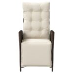 Chaise inclinable de jardin repose-pied marron résine tressée – Image 2