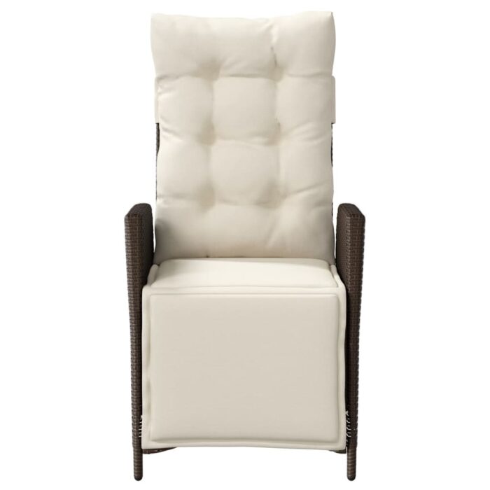 Chaise inclinable de jardin repose-pied marron résine tressée – Image 2