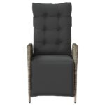 Chaise inclinable de jardin et repose-pied gris résine tressée – Image 2