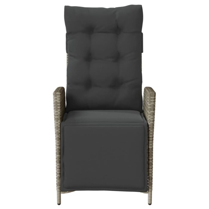 Chaise inclinable de jardin et repose-pied gris résine tressée – Image 2