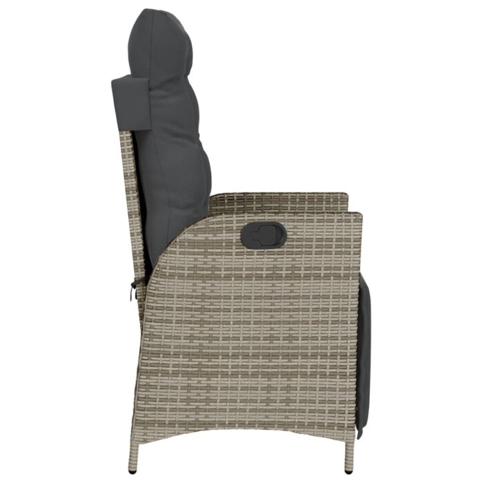 Chaise inclinable de jardin et repose-pied gris résine tressée – Image 3