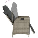Chaise inclinable de jardin et repose-pied gris résine tressée – Image 5