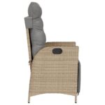 Chaise inclinable de jardin et repose-pied mélange beige rotin – Image 3