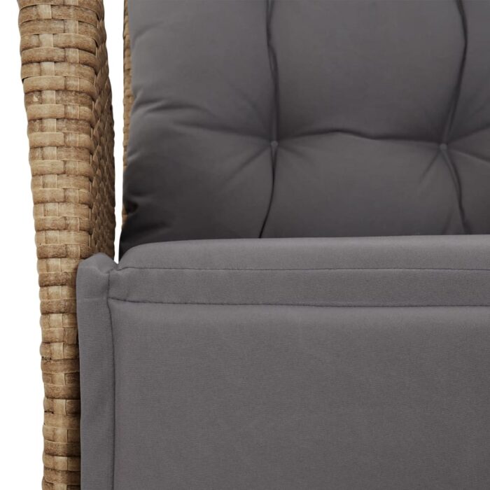 Chaise inclinable de jardin et repose-pied mélange beige rotin – Image 7