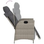 Chaise inclinable de jardin avec repose-pied gris clair rotin – Image 5