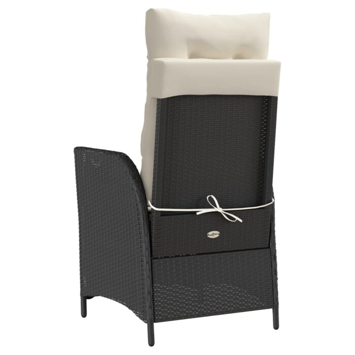 Chaises inclinables de jardin lot de 2 repose-pied noir rotin – Image 5