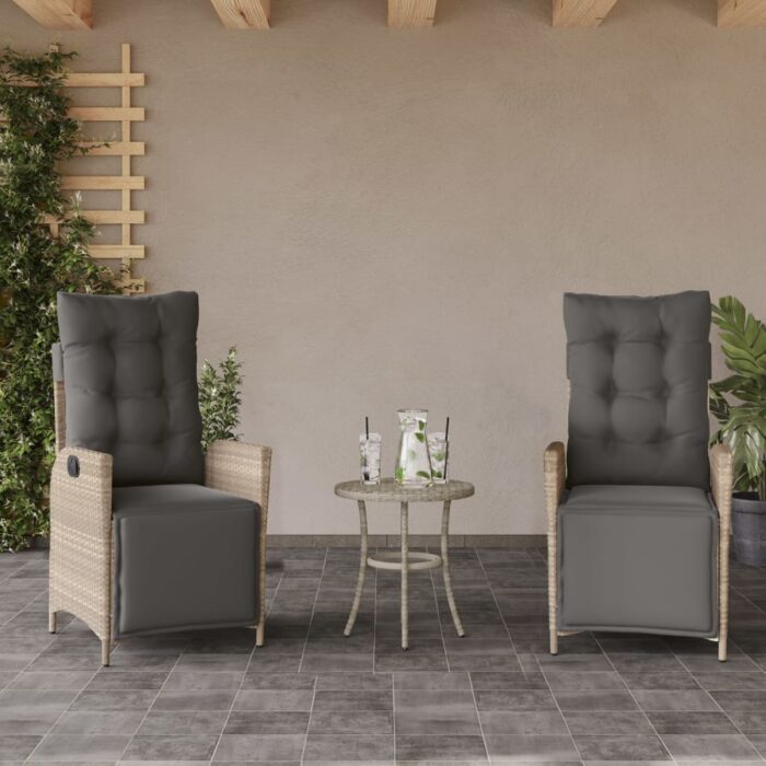 Chaises inclinables de jardin lot de 2 avec repose-pied rotin – Image 1