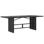 Table de jardin dessus en verre noir 190x80x74cm résine tressée – Image 3