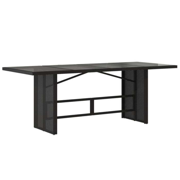 Table de jardin dessus en verre noir 190x80x74cm résine tressée – Image 3