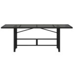 Table de jardin dessus en verre noir 190x80x74cm résine tressée – Image 4