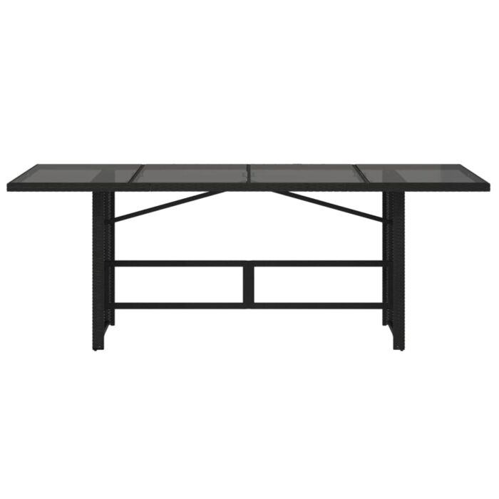 Table de jardin dessus en verre noir 190x80x74cm résine tressée – Image 4