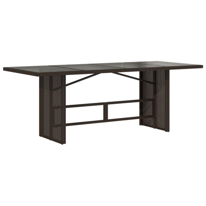 Table de jardin dessus en verre marron 190x80x74 cm – Image 3