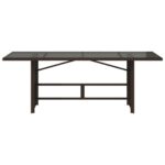Table de jardin dessus en verre marron 190x80x74 cm – Image 4